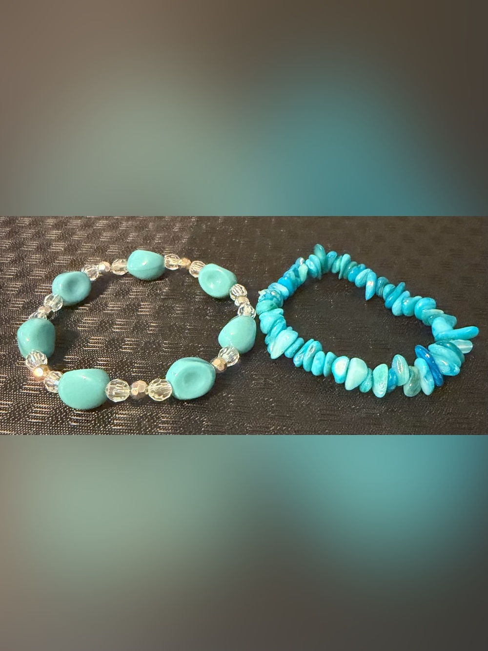 Faux Turquoise Bead Necklace and Bracelet Set - Turquoise Jewelry